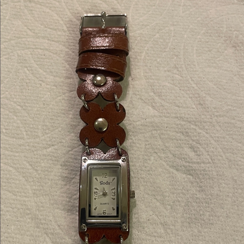 Soda Silver and Brown Rectangular Watch - image 3